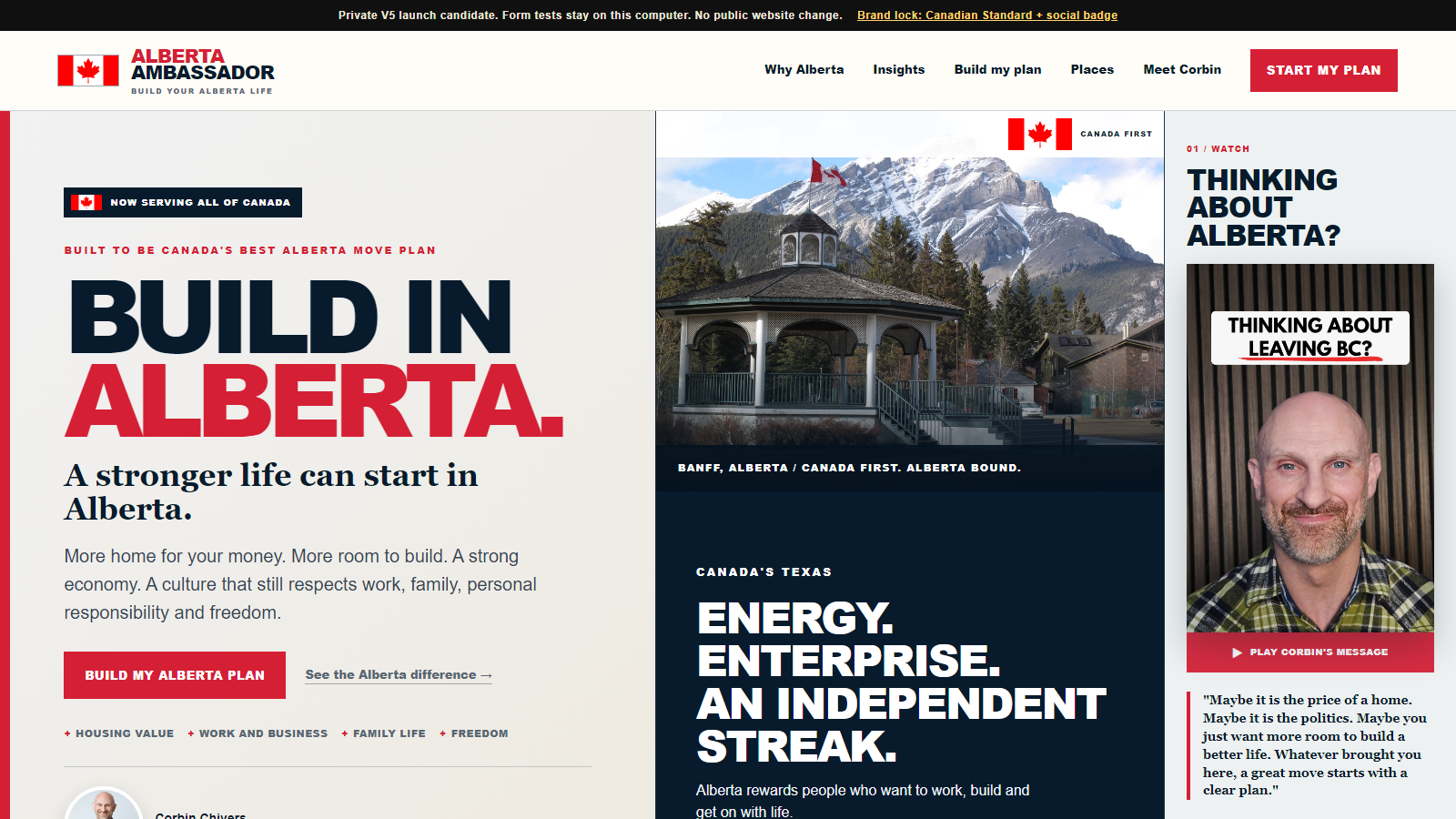 The new Alberta Ambassador website candidate