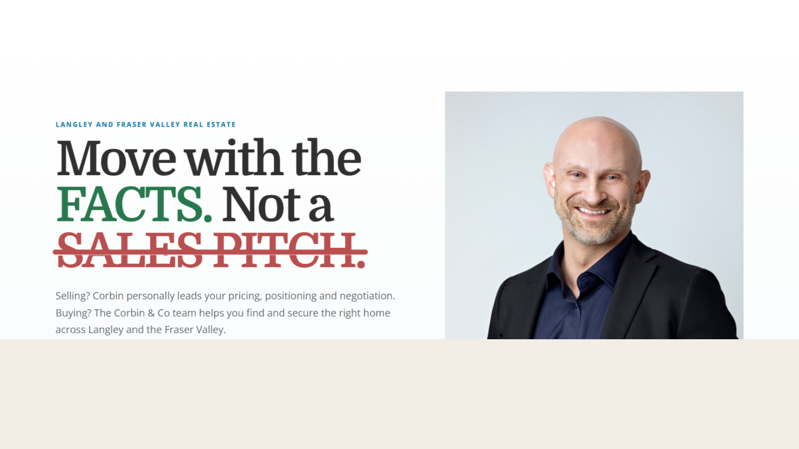 The new Call Corbin website candidate showing the Move with the facts hero
